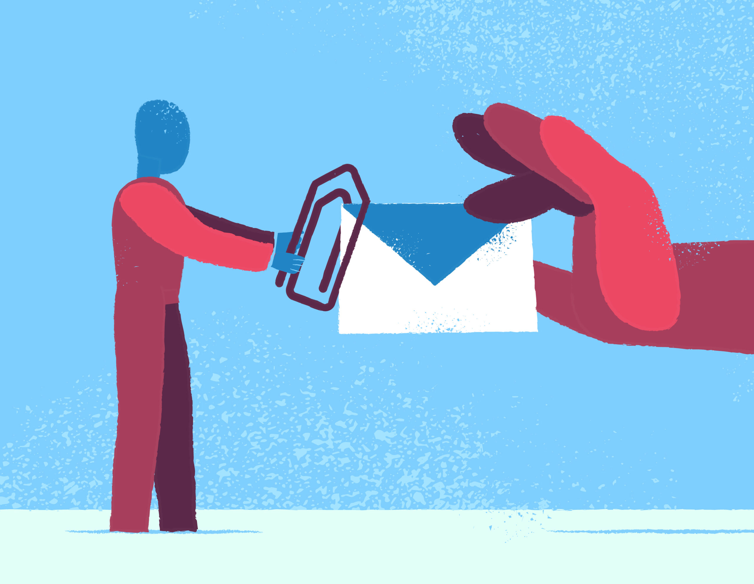 mano che passa una email ad un omino